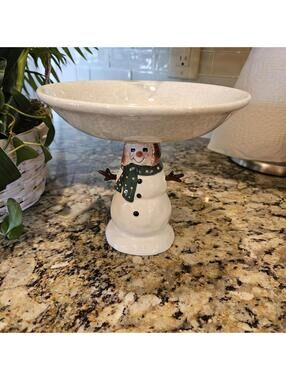 Oneida SNOWMAN PEDESTAL CANDY DISH Snack Bowl